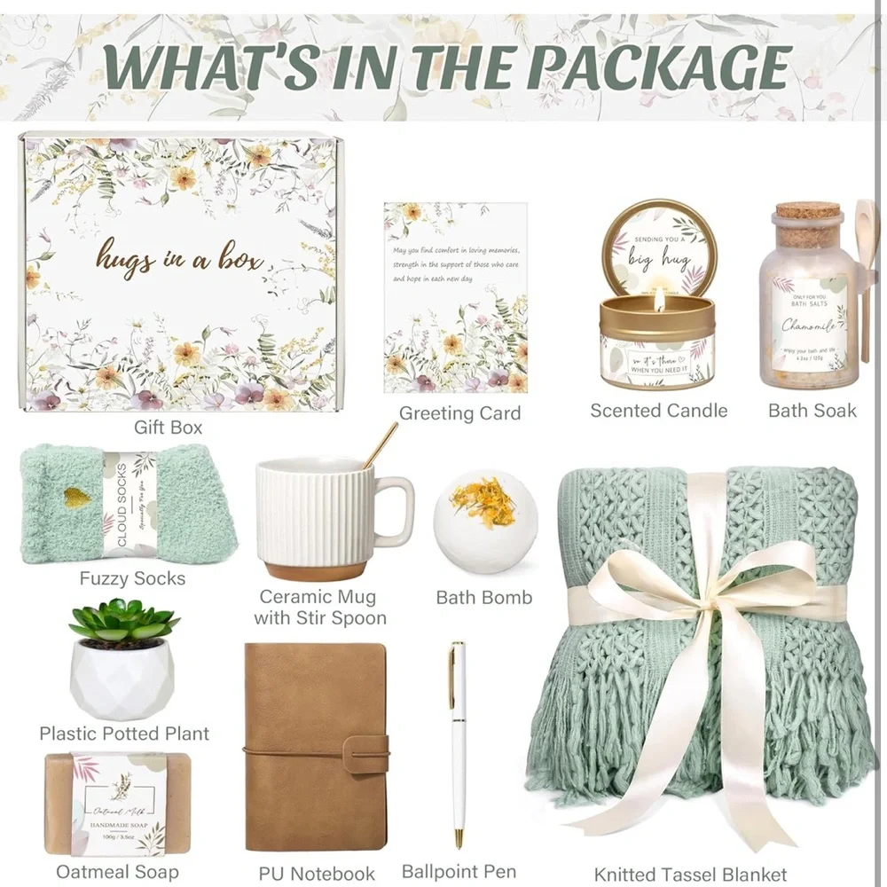 Gifts for women, get well soon self care package box sending hug baskets